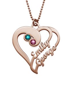 Zwei Herzen für immer eine Halskette - Rose Gold Plated