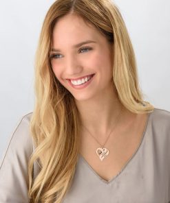 Collier Deux Cœurs pour Toujours avec Pierres de Naissance - Plaqué Or Rose