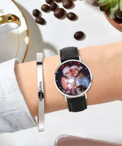 Orologio da donna con cinturino in pelle nera