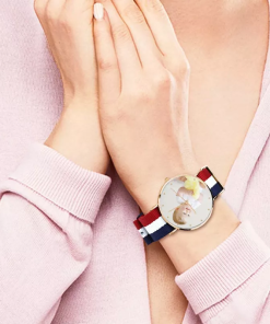 Bracelet en nylon couleur pour montre photo rose doré pour femme