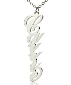 Collier Prénom Style Carrie Vertical Argent