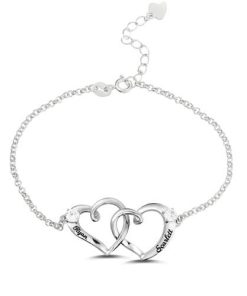 Benutzerdefinierte Doppelherz Gravur Name Armband