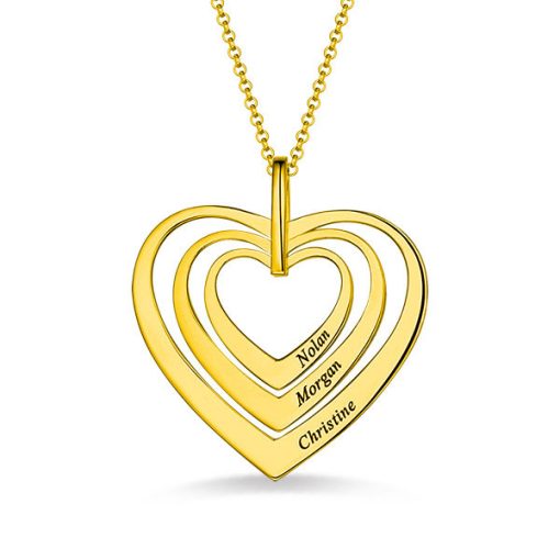 Collier Family Hearts en plaqué or