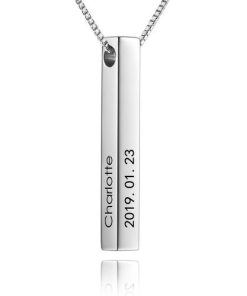 Collar con barra grabada en 3D en plata de ley