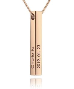 Collana con barra incisa 3D in placcatura in oro rosa