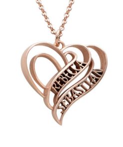 Collana a cuore 3D personalizzata con placcatura in oro rosa