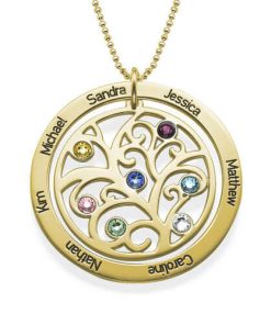 Family Tree Birthstone Necklace - 18k Gold Plated