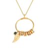 Circle Pendant Necklace with Leaf And Custom Beads