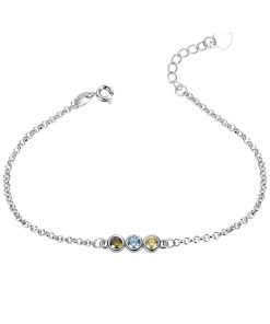 Personalisierte Birthstone Armband Sterling Silber