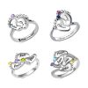 Engraved Baby Feet Ring With Birthstone