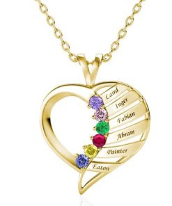 Collier de famille personnalisé avec prénom et pierre de naissance pour maman