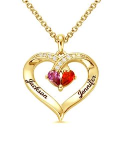 Collar con piedra natal grabada Forever Together