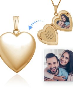 Collar con medallón de corazón con foto y grabado