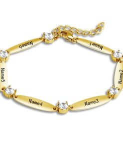 Personalisiertes Bar-Armband mit Diamant-Familiennamen