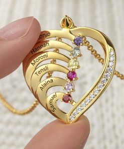 [Gran oferta] Collar con piedras de nacimiento de 1 a 6 nombres en plata de ley 925
