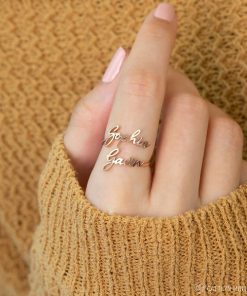 Anillo con dos nombres en plata 925 ajustable con nombre personalizado