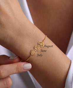 Personalized Birth Flower Bracelet in 925 Sterling Silver