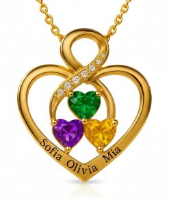 Hearts of Infinity Personalized Birthstone Necklace